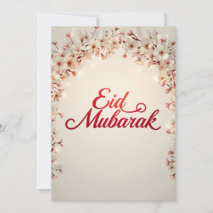 Tarjeta de felicitación floral moderna Eid mubarak