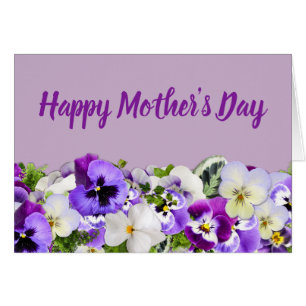 Tarjeta de felicitación floral morada del día de l