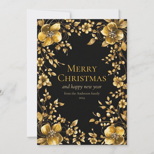 Tarjeta de felicitación floral para Navidades de o (Anverso)