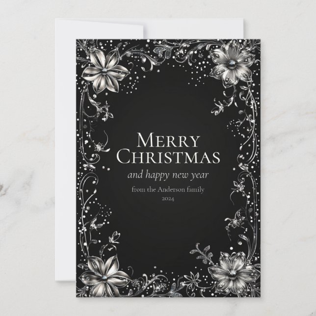 Tarjeta de felicitación floral para Navidades plat (Anverso)