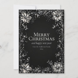 Tarjeta de felicitación floral para Navidades plat