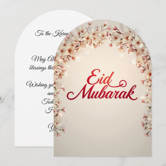 Tarjeta de felicitación floral personalizada Eid m (Anverso / Reverso)
