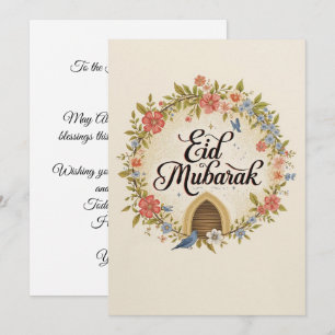 Tarjeta de felicitación floral personalizada Eid m