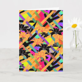 Tarjeta de felicitación floral plegada entrelazada