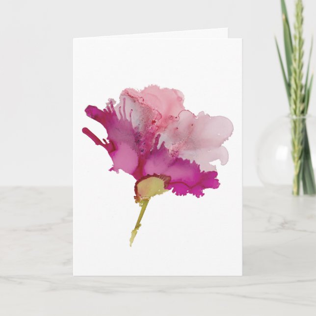 Tarjeta de felicitación floral rosa abstracta herm (Anverso)