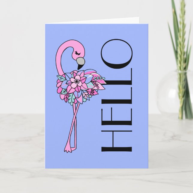 Tarjeta de felicitación floral rosa Flamingo (inte (Anverso)