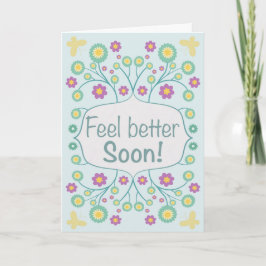 Tarjeta de felicitación floral y verde suave para 