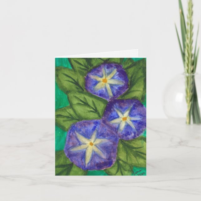 Tarjeta de felicitación "Flores Azules" (Anverso)