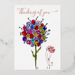 Tarjeta de Felicitación Flores Hermosas Pensando e