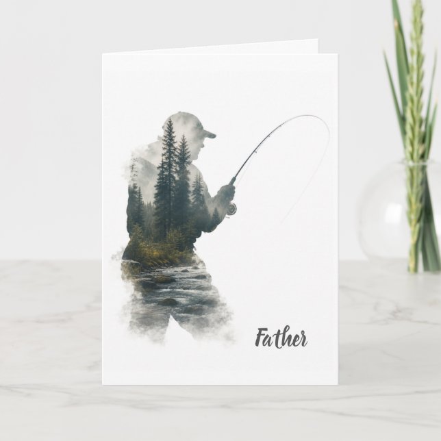 Tarjeta de felicitación "Flyfisherman Double Expos (Anverso)