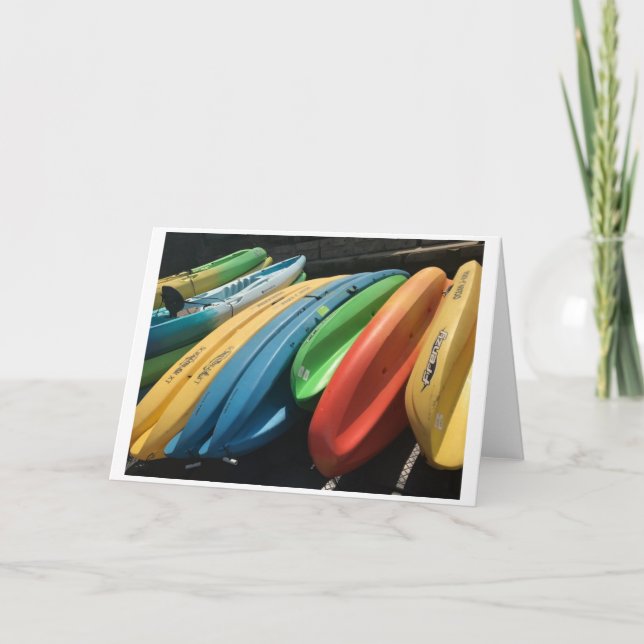 Tarjeta de felicitación fotográfica "Kayaks colori (Anverso)