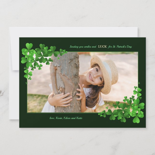 Tarjeta de felicitación fotográfica Shamrock (Anverso)
