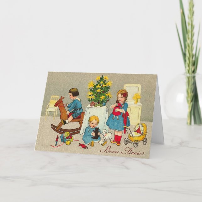 Tarjeta de felicitación francesa del Año Nuevo del (Anverso)