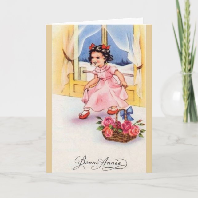 Tarjeta de felicitación francesa del Año Nuevo del (Anverso)