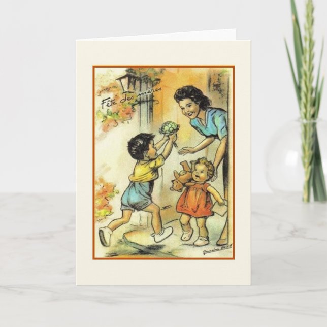 Tarjeta de felicitación francesa del día de madre (Anverso)