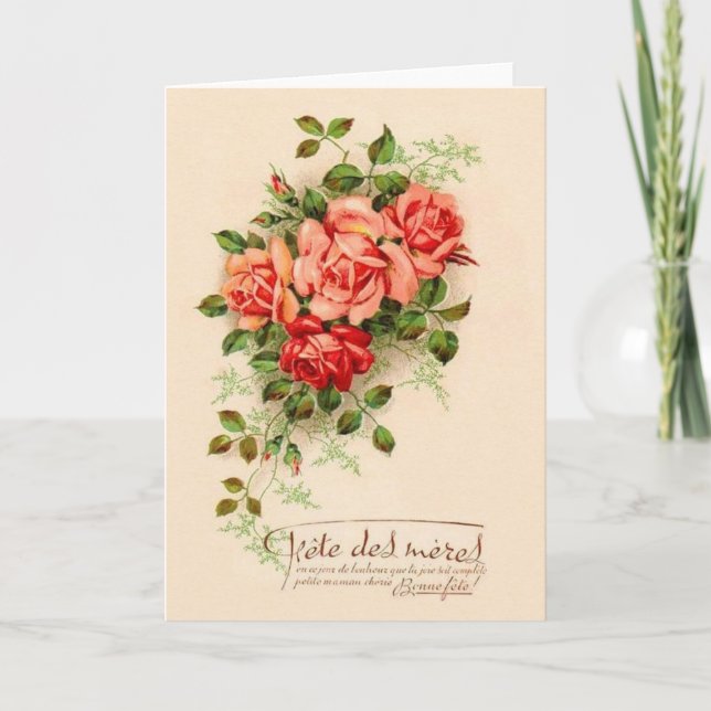 Tarjeta de felicitación francesa del día de madre (Anverso)