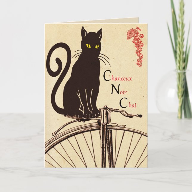 Tarjeta de felicitación francesa del gato (Anverso)