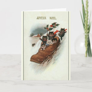 Tarjetas De Navidad Joyeux Noel Frances Del Vintage Zazzle Es