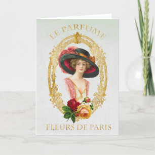 Tarjeta de felicitación francesa del vintage