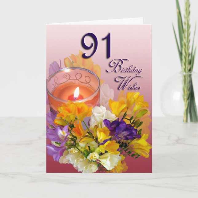 Tarjeta de felicitación Freesias 91st Birthday (Anverso)