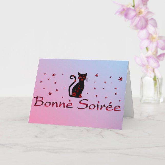 Tarjeta de felicitación French: Bonne Soiree (Orquídea)