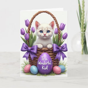 Tarjeta de Felicitación Gatito en Cesta Adorable