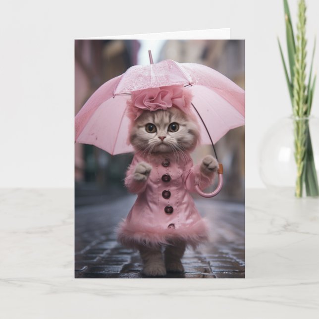 Tarjeta de Felicitación Gato de Ánimo (Anverso)