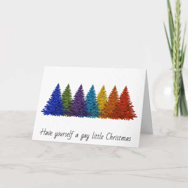 Tarjeta de felicitación gay arcoiris para árboles  (Anverso)