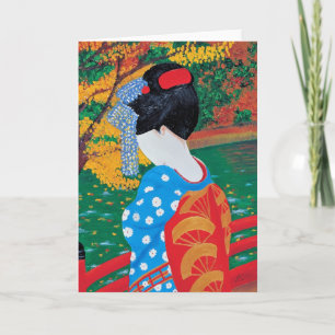 Tarjeta de felicitación Geisha de otoño