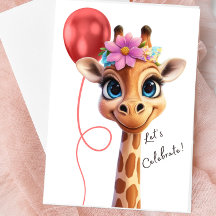 Tarjeta de Felicitación Giraffe Let's Celebrate