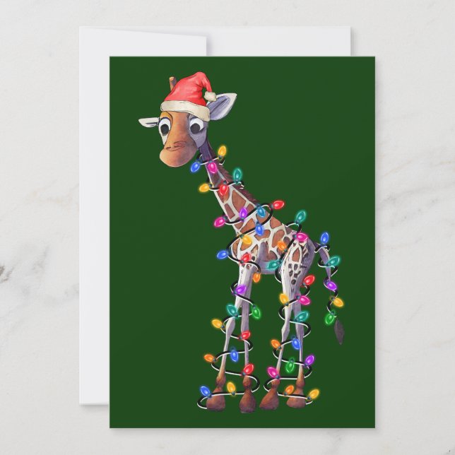 Tarjeta de felicitación Giraffe para navidades (Anverso)