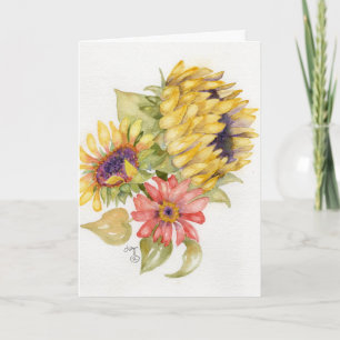 Tarjeta de Felicitación - Girasoles Rosados y Amar