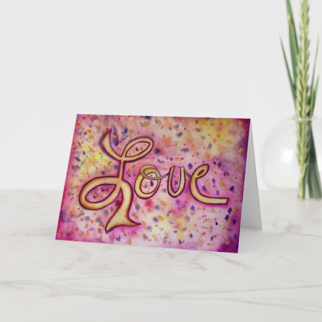 Tarjeta de felicitación glamorosa rosa de amor o t (Anverso)