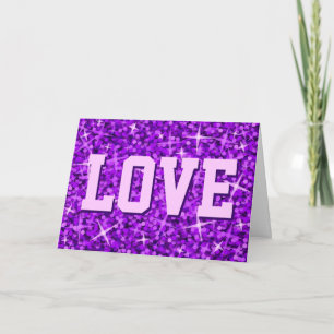 Tarjeta de felicitación Glitz Purple 'LOVE' 'Tu Te