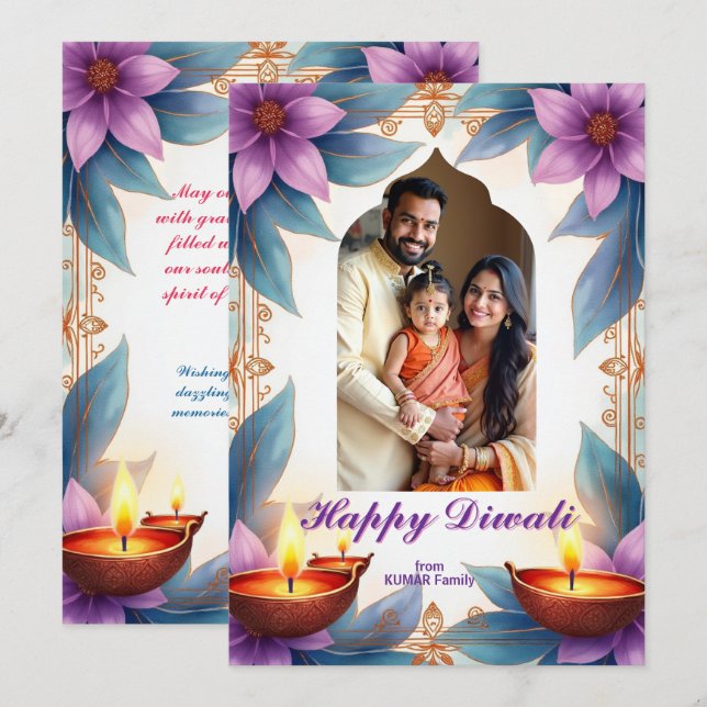 Tarjeta de felicitación Glow & Gather Diwali (Anverso / Reverso)