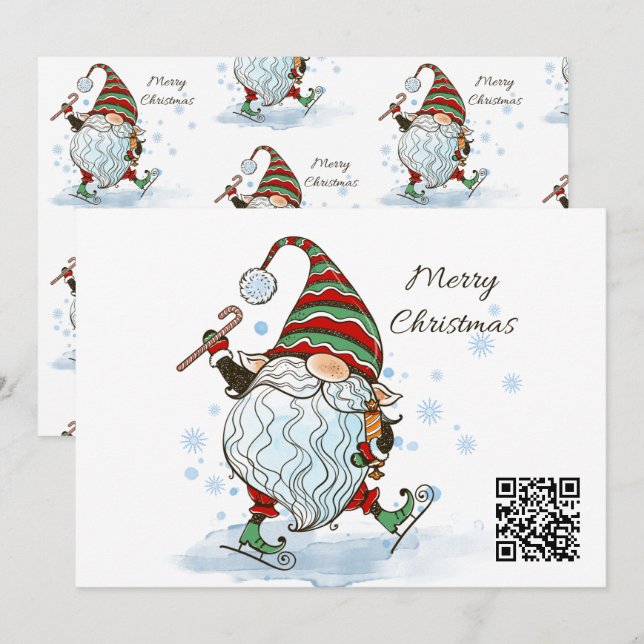Tarjeta de felicitación Gnome para navidades (Anverso / Reverso)