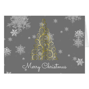 Tarjeta de felicitación Gold Christmas Tree and Sn