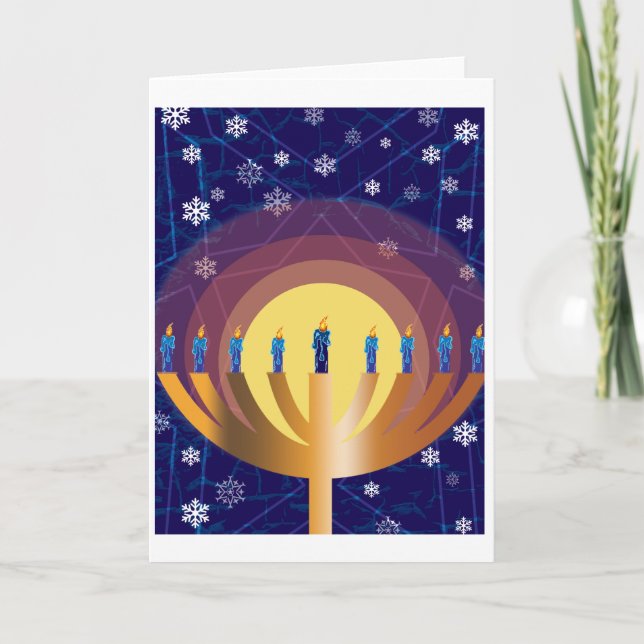 Tarjeta de felicitación Golden GIGHT Hanukkah Meno (Anverso)