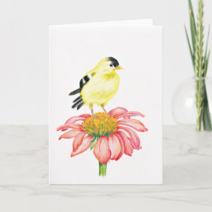 Tarjeta de felicitación Goldfinch & Coneflower