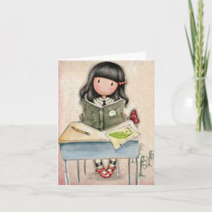 Tarjeta de felicitación Gorjuss Girl Study Time