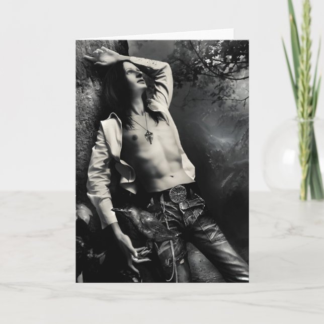 Tarjeta de felicitación gótica del cuervo (Anverso)