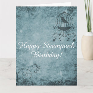 Tarjeta de felicitación grande de la jaula de aves