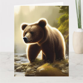 Tarjeta de felicitación grande para oso marrón de 