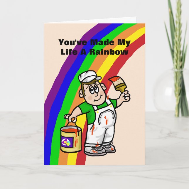 Tarjeta de felicitación grande romántica arcoíris  (Anverso)