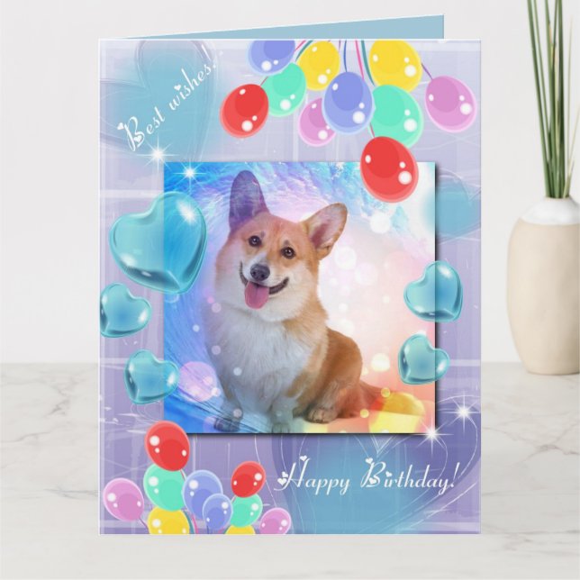 Tarjeta de felicitación grande sonriente del Corgi (Anverso)