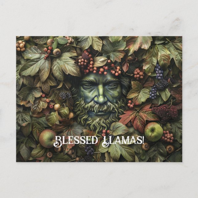 Tarjeta de felicitación Green Man Lammas (Anverso)