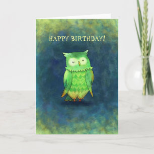 Tarjeta de felicitación Green Owl (personalizable)