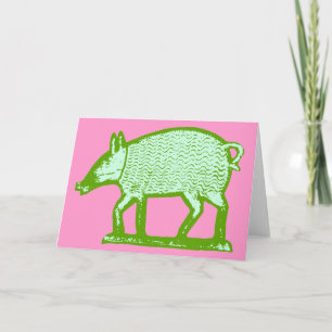 Tarjeta de felicitación Green Pig: Diseño de Arte 