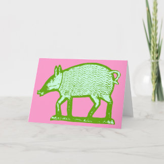 Tarjeta de felicitación Green Pig: Diseño de Arte