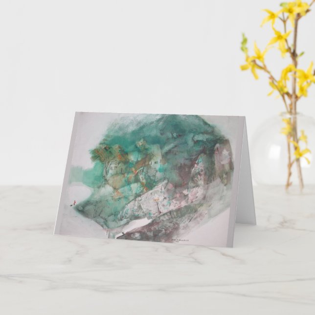 Tarjeta de felicitación Green Resumen Landscape (flor amarilla)